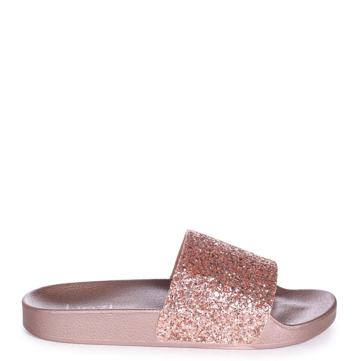 Rose Gold Slip On Sliders With Heavy 