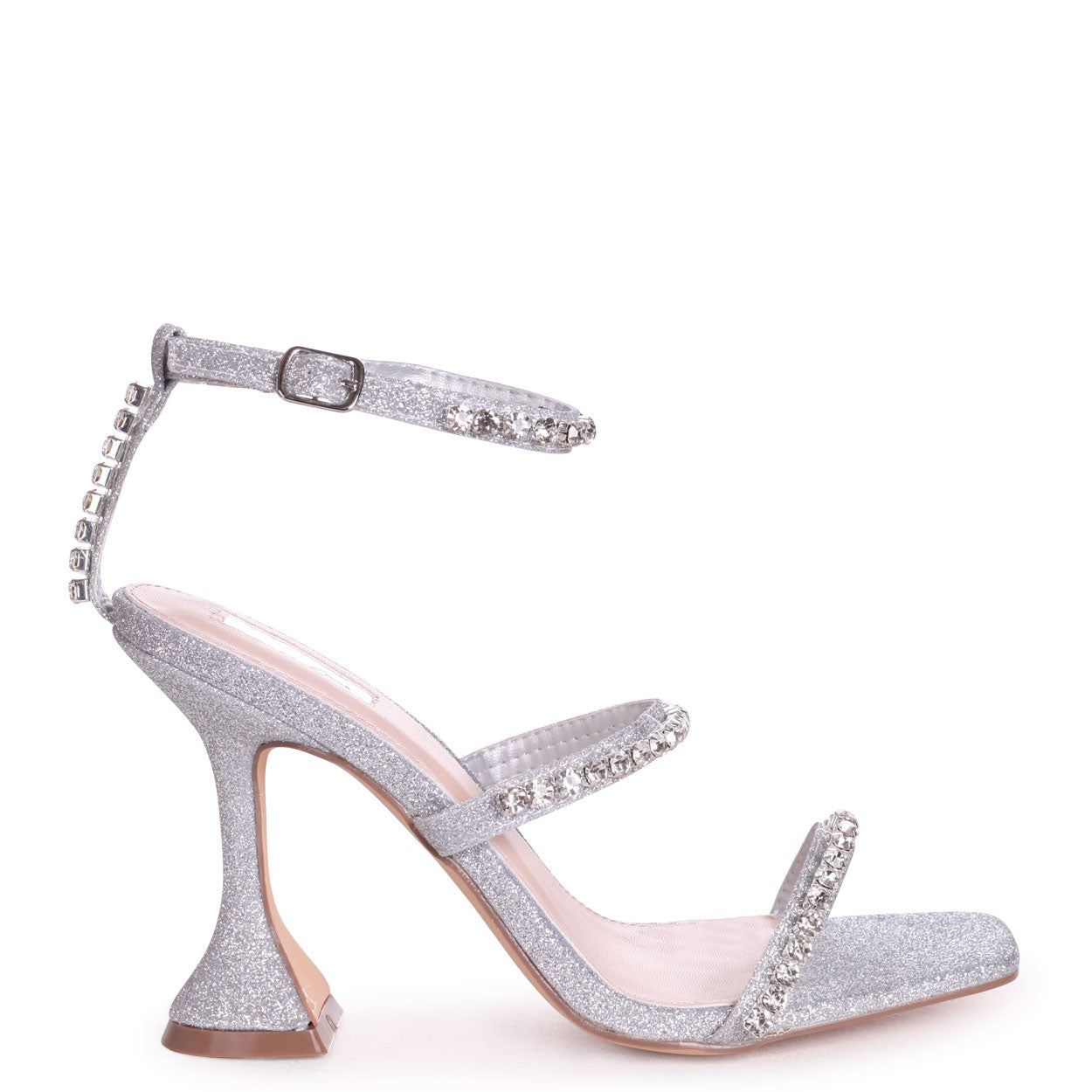 silver square heels