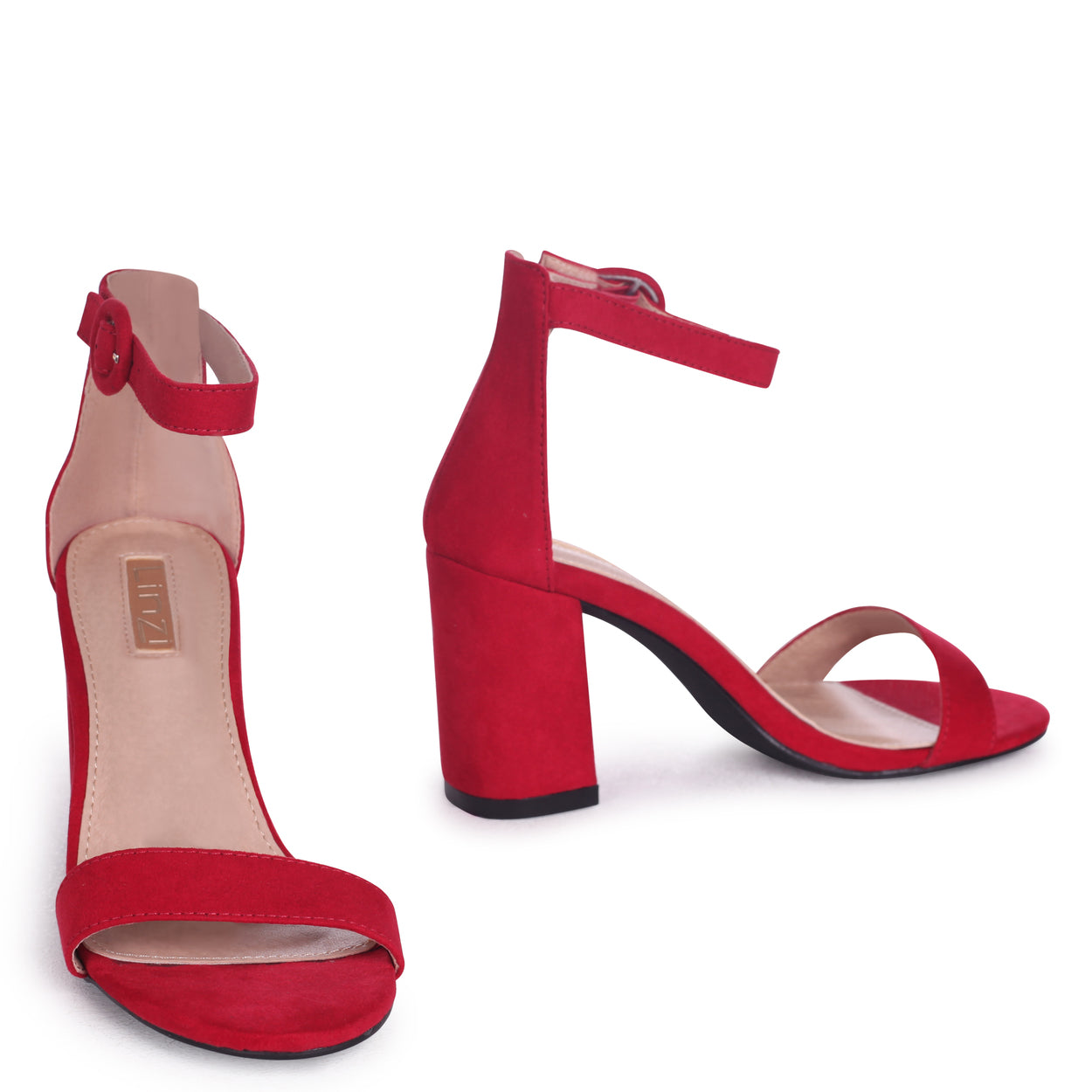 Red Suede Barely There Block Heeled 