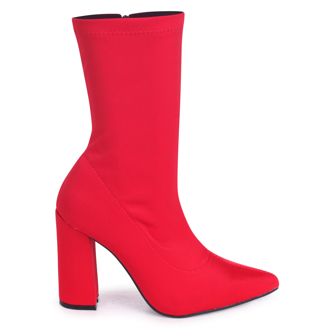 Red Lycra Sock Boot With Block Heel – Linzi