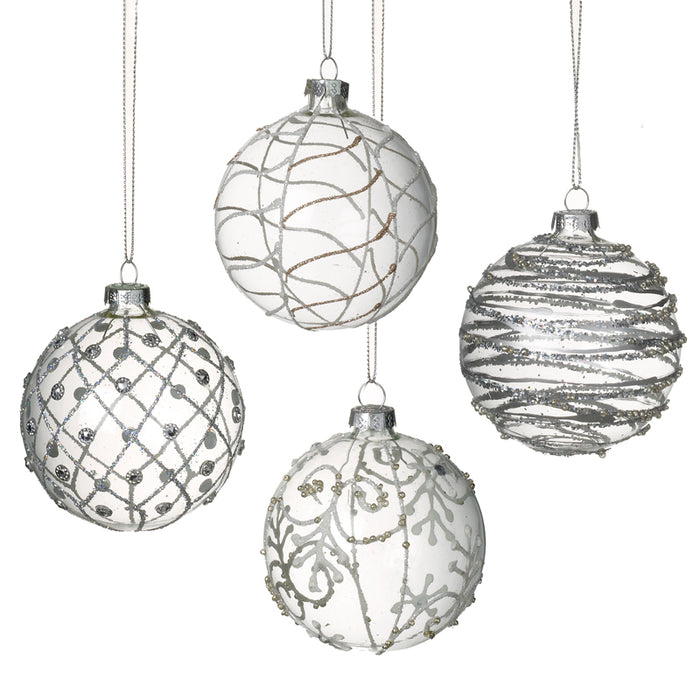 white glass christmas baubles