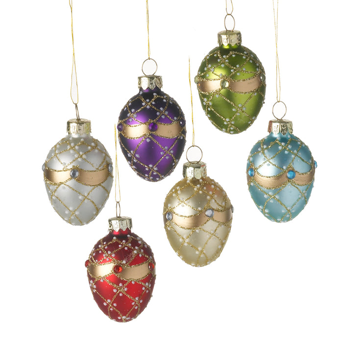 Traditional Egg Shaped Christmas Baubles - Set of 6 Boxed ...