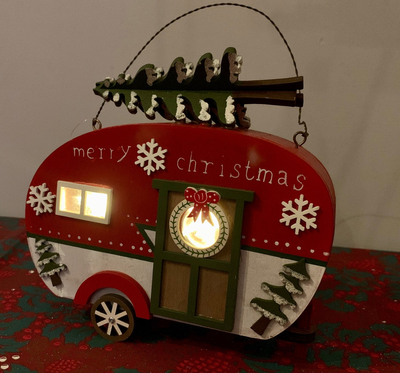 Christmas Caravan Light up Decoration with Tree — GingerInteriors.co.uk