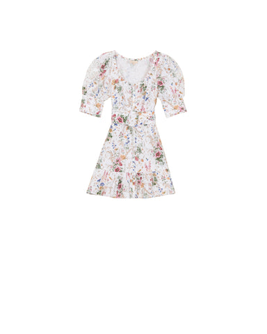 Linen Mini Dress - Flower Garden
