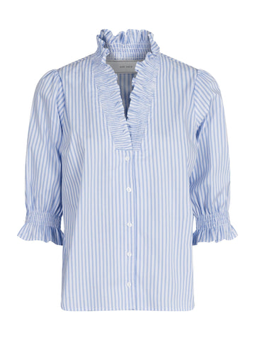 Neo Noir Briony Mix Stripe Blouse - Light Blue Blå 38 23-2