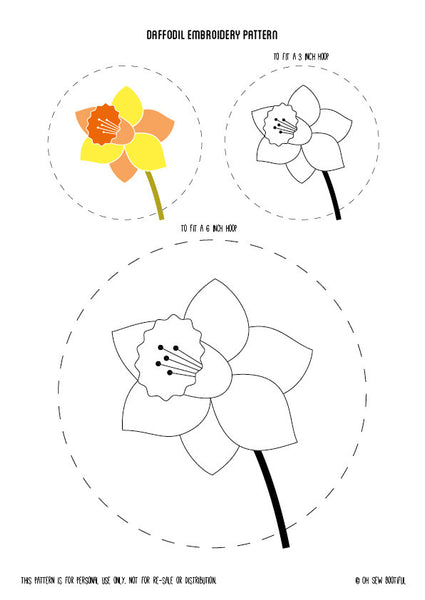 Free Daffodil Embroidery Pattern, Free Easter Embroidery Pattern, Easter Hoop Art Freebie, Free Flower Needlecraft