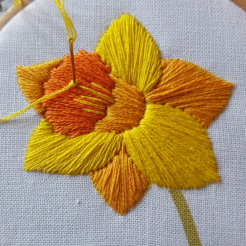Free Easter Embroidery Pattern, Daffodil Needlework Download, Spring Hoop Art, Free Flower Pattern