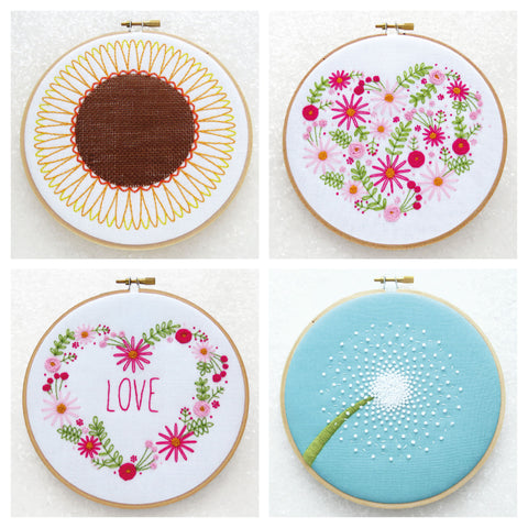 Floral Embroidery Kits, Flower Hoop Art, Spring Embroidery Pattern, Summer Craft Project