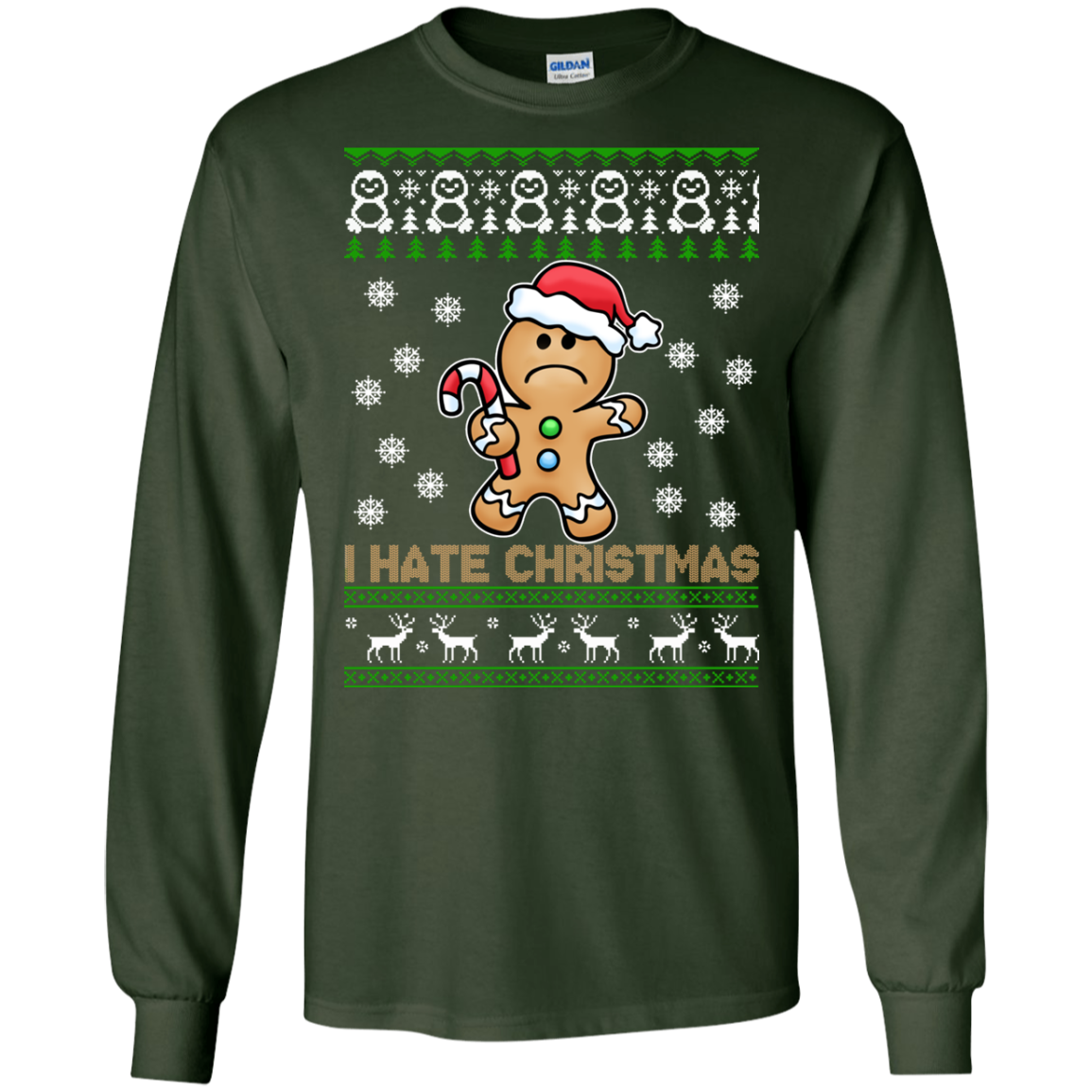 Gingerbread Man - I Hate Christmas Sweater - TeeDragons