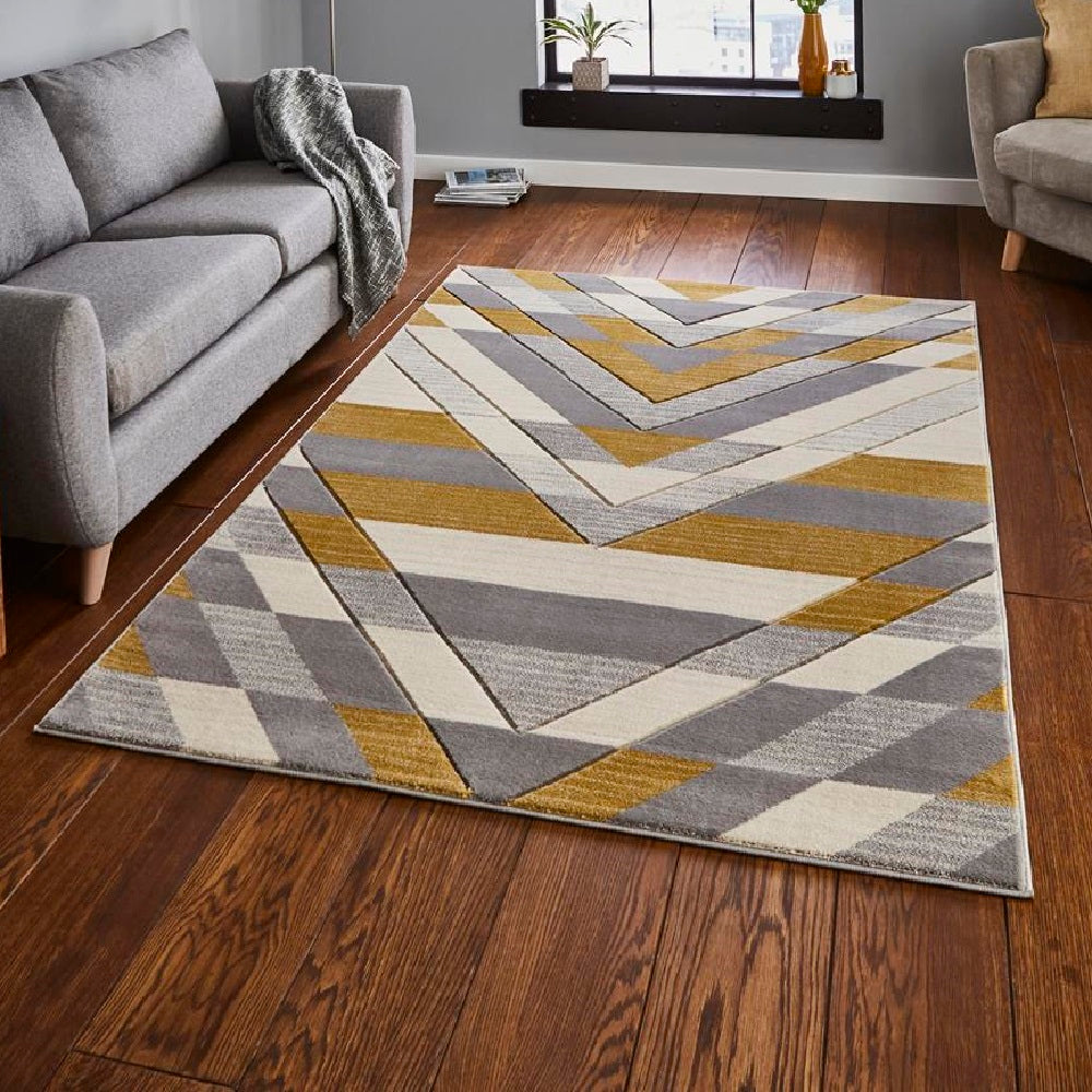 Think Pembroke G75 Beige Yellow Modern Rug 1cm X 170cm Premium Rugs