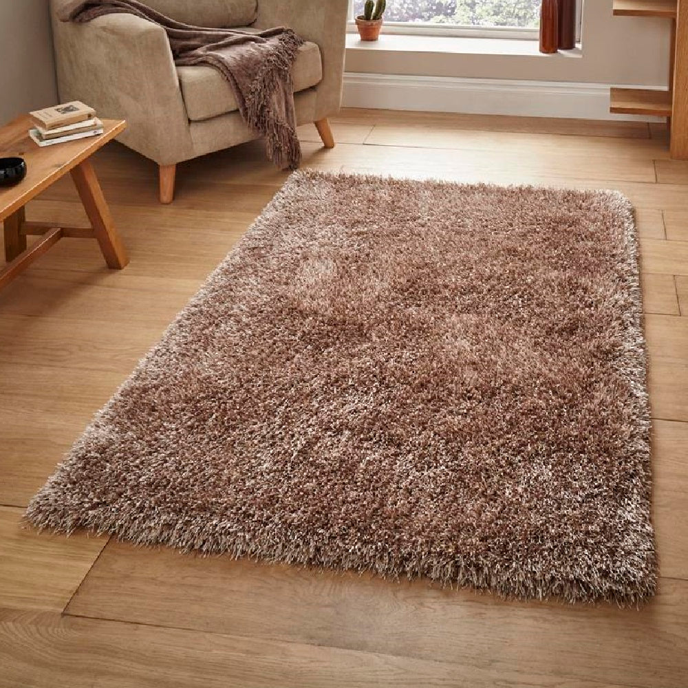 Think Monte Carlo Beige Shaggy Rug 100cm X 150cm Premium Rugs