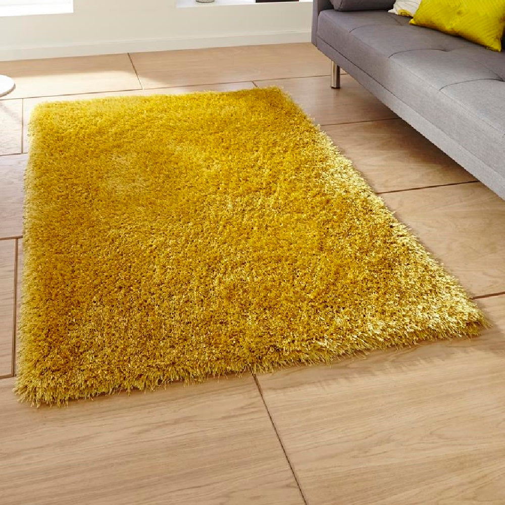 Think Monte Carlo Yellow Shaggy Rug 100cm X 150cm Premium Rugs