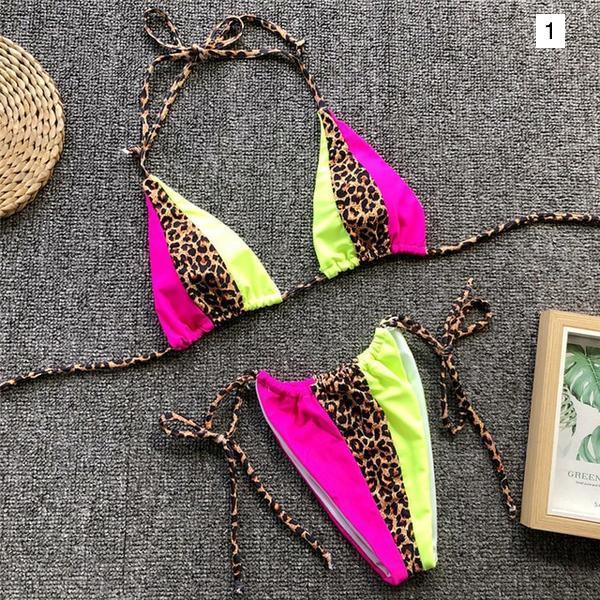 neon leopard print bikini