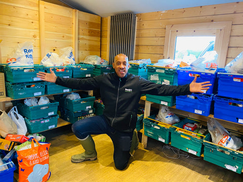 Dion Dublin helps colleagues at Dandys Community Foodbank