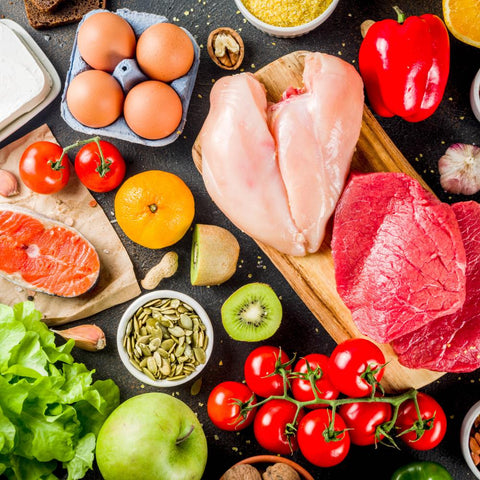 Table spread of healthy foods