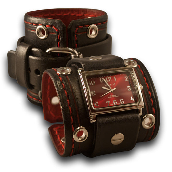 Wide Leather Cuff Watches Handmade By Rockstar Leatherworks Rockstar Leatherworks™ 