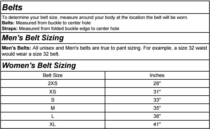 Belt Sizing Chart – sourceapparel