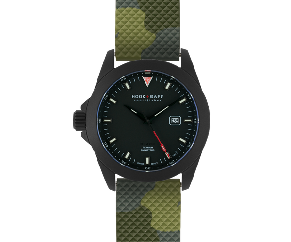 black watch with green camo dive strap