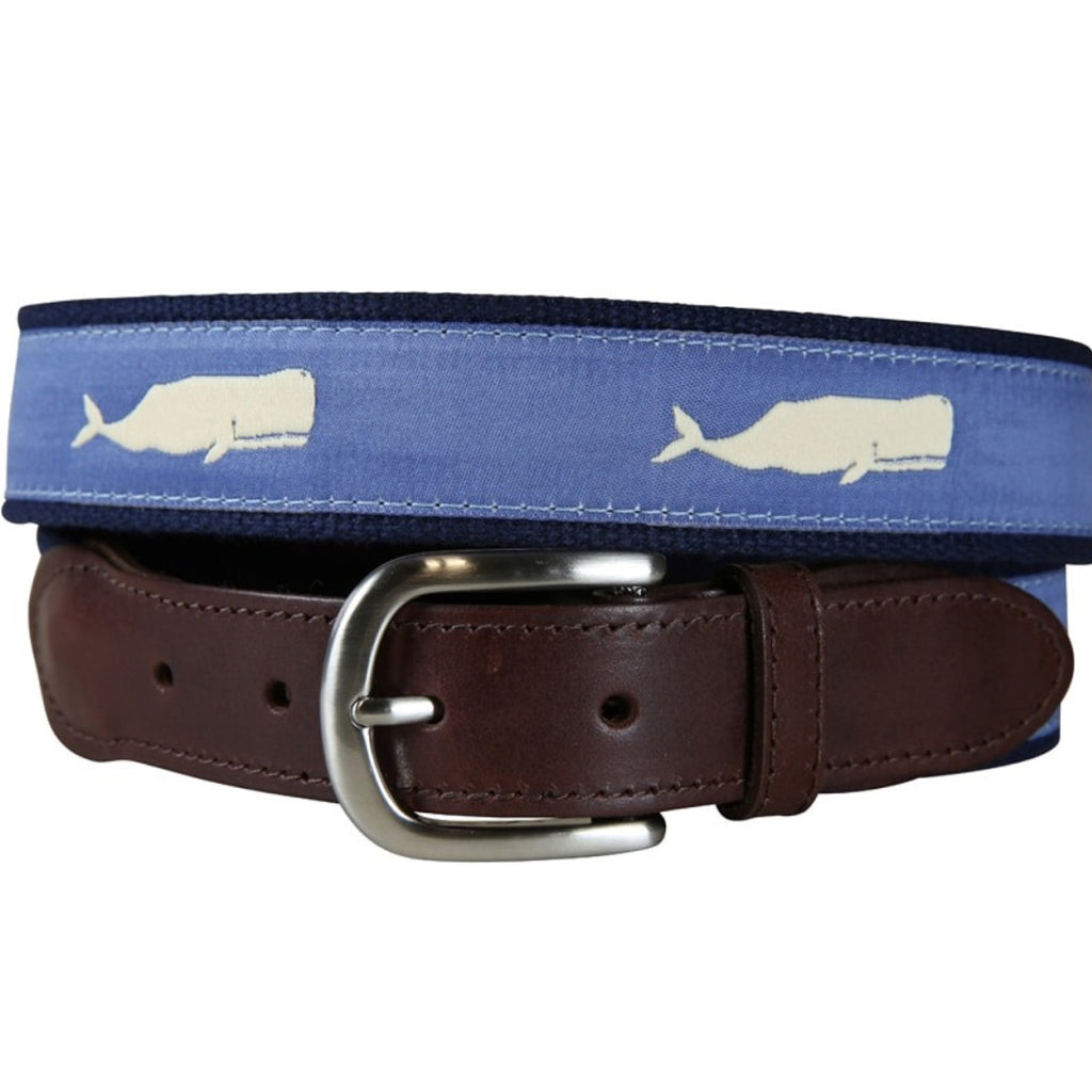 Belted Cow Tarpon Leather Tab Belt 42 / Blue