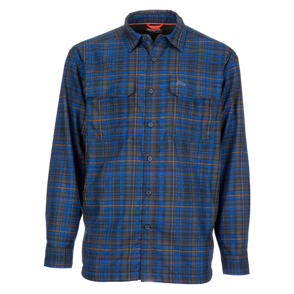 Simms Stone Cold Shirt - Men's Sun Glow/Storm Retro Plaid XL