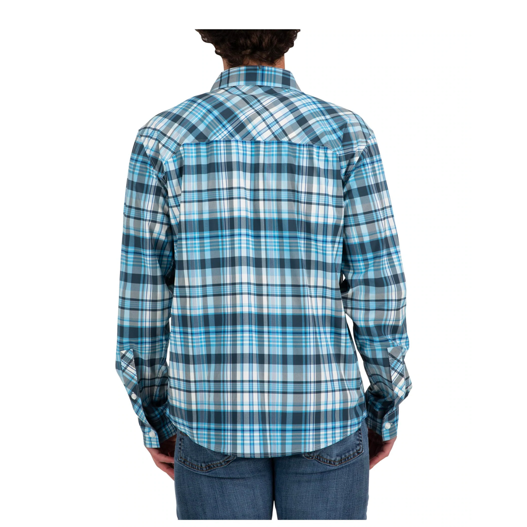 Simms Bugstopper LS Shirt, Steel Blue/Storm Ombre Classic Plaid / XL