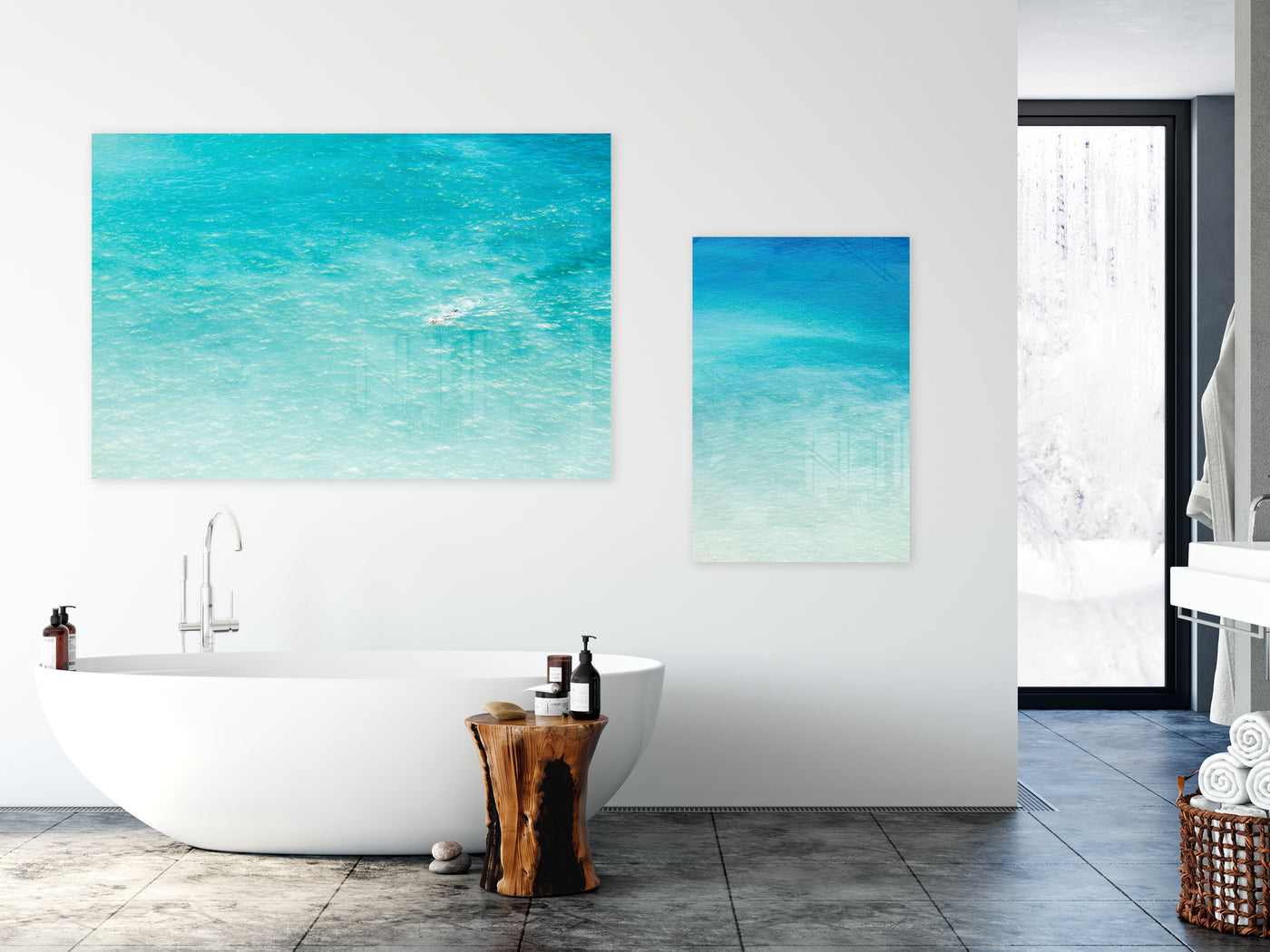 Magoito - Large acrylic glass prints by Cattie Coyle Photography in bathroom