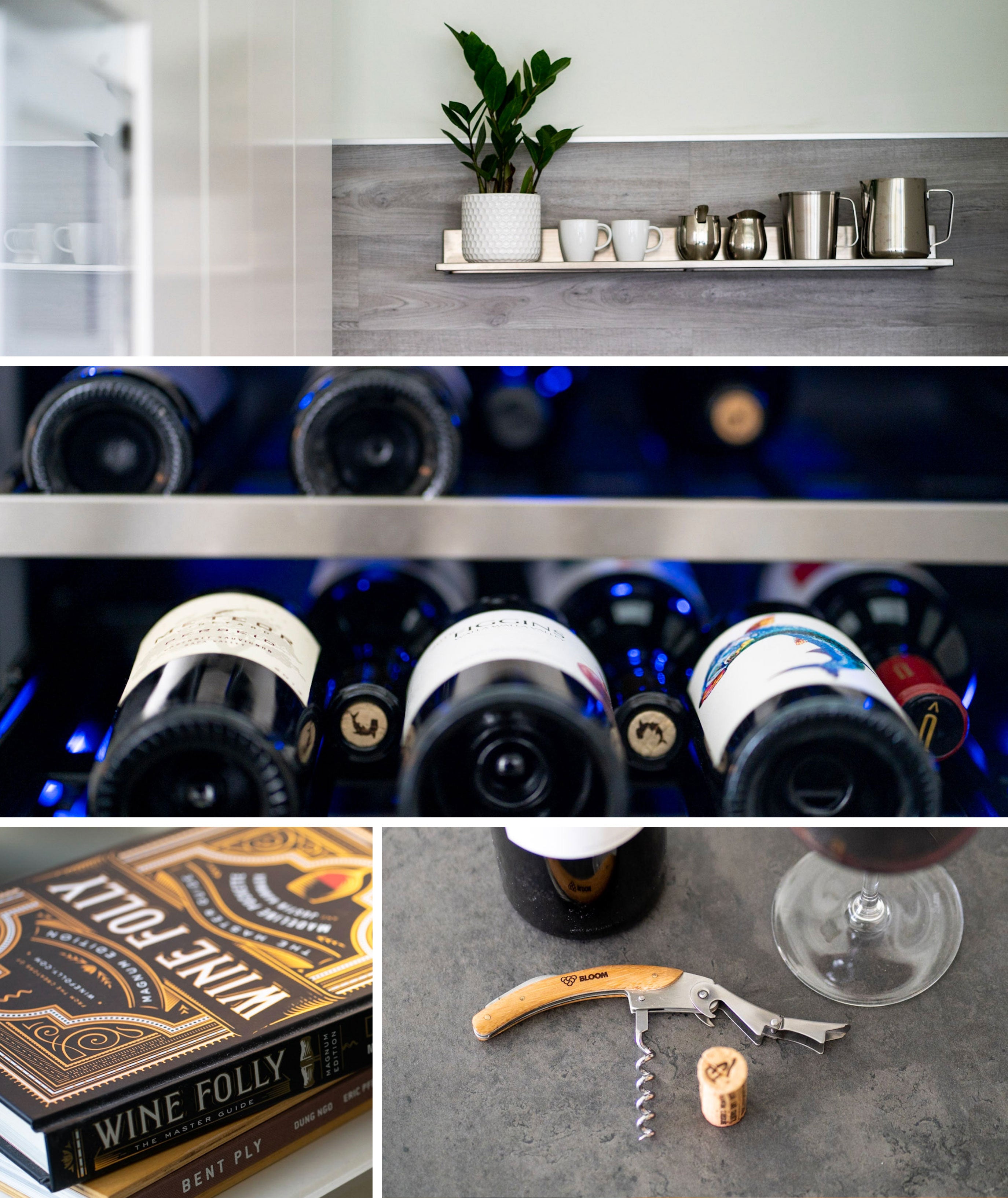 Office collage of kitchen and wine accessories
