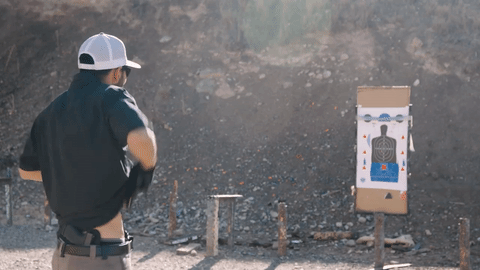 Practicing gun draw stroke from appendix carry gif