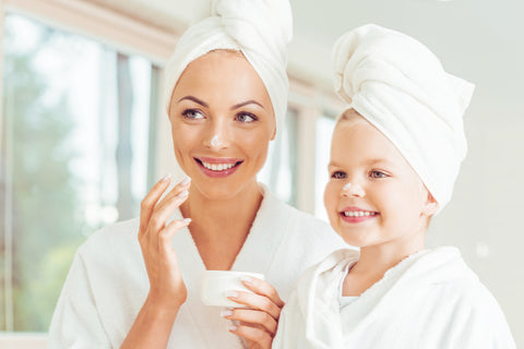 Mom and daughter having a spa day