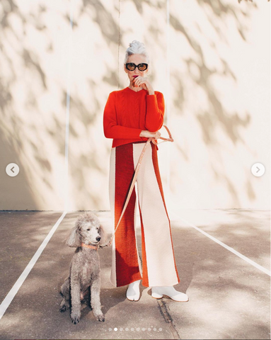 Linda Rodin and dog Winks Twinning or @lindaandwinks photo by @nottaylersmith