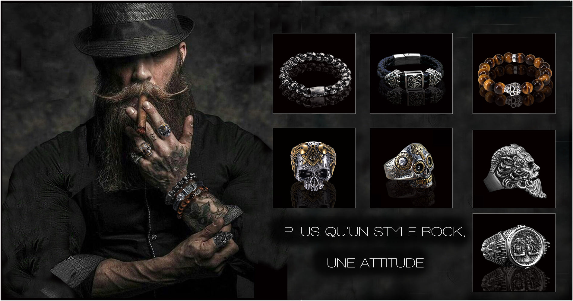 selection of rock rings for stylish men