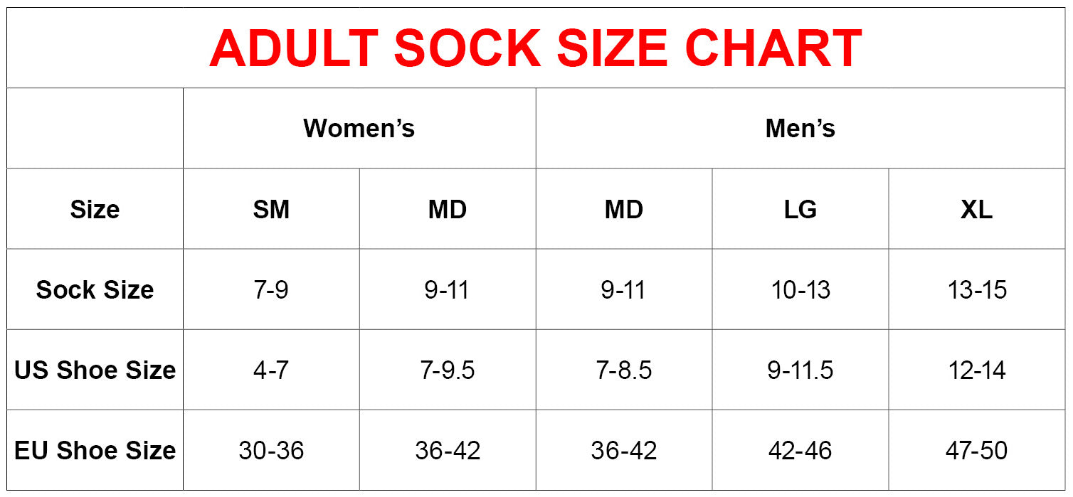 Size Chart for Hot Chillys Clothing and Socks