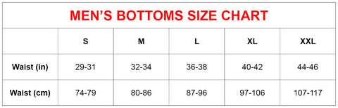 Men's Bottoms Size Chart