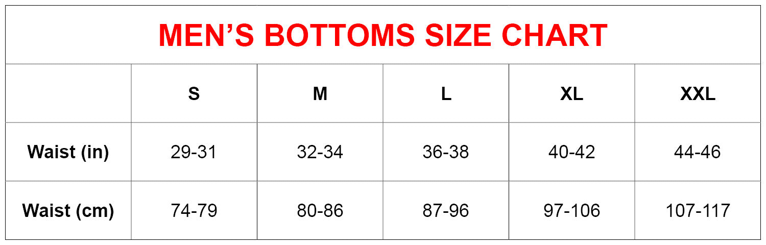 Hot Chillys Mens Bottoms Size Chart