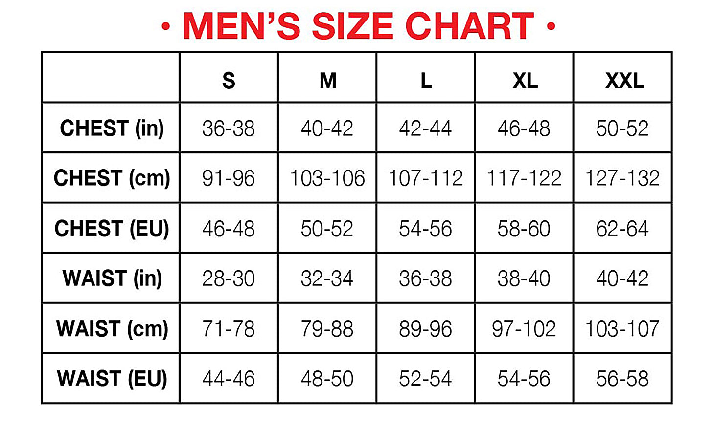 Chillys Size Chart