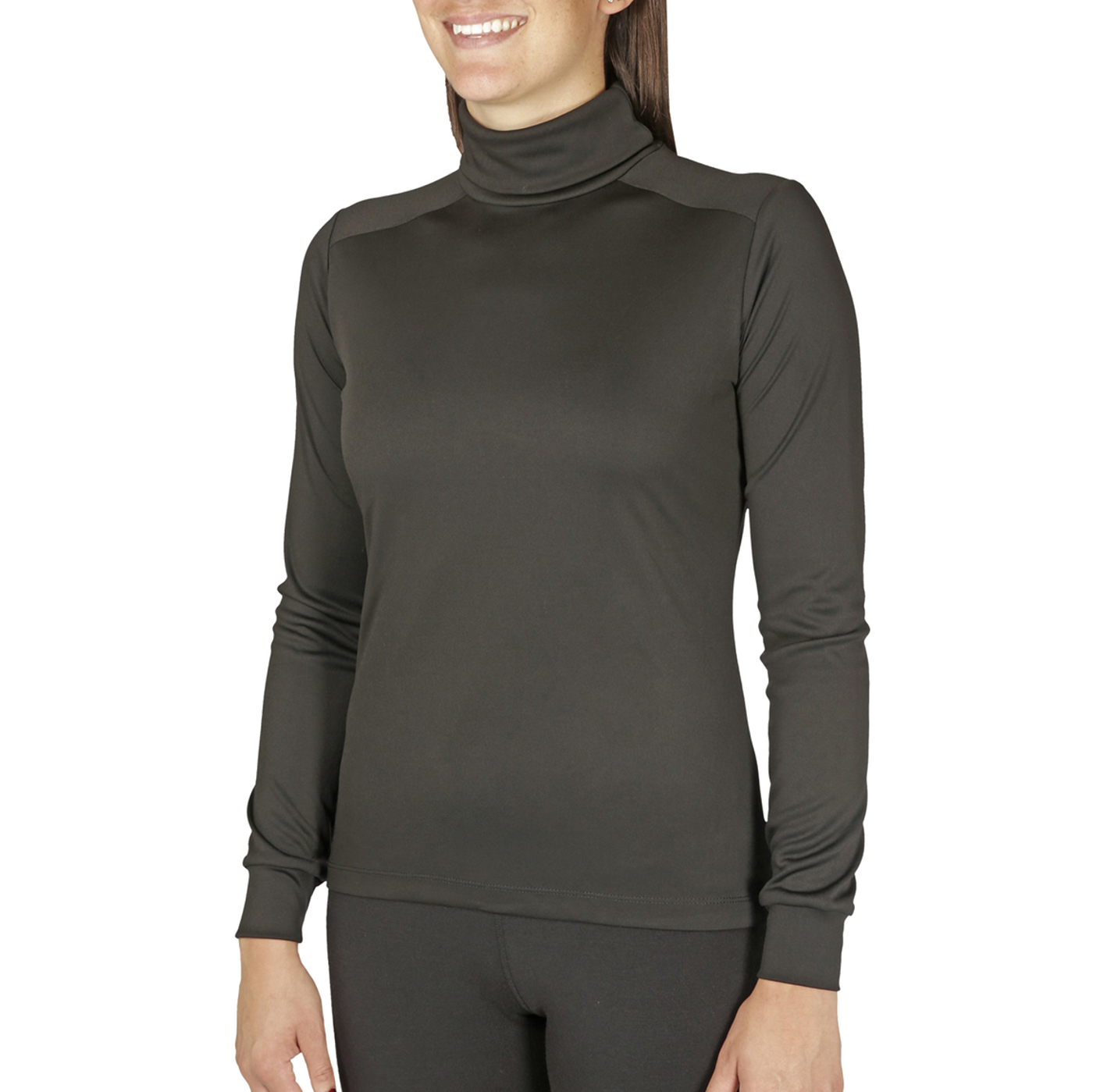 Women's Peach Skins Solid T-Neck - Hot Chillys#color_black-101