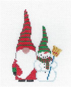 Download Christmas Gnome Snowman Winter Ornament Handpainted Needlepoint Canv Needlepoint By Wildflowers