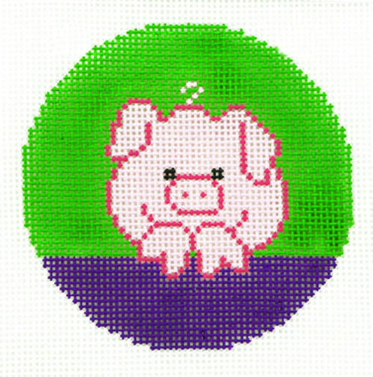 Stripe and Check Hand Painted Needlepoint Ornament - Pink and Green - All  colors available- Jody Designs B251B