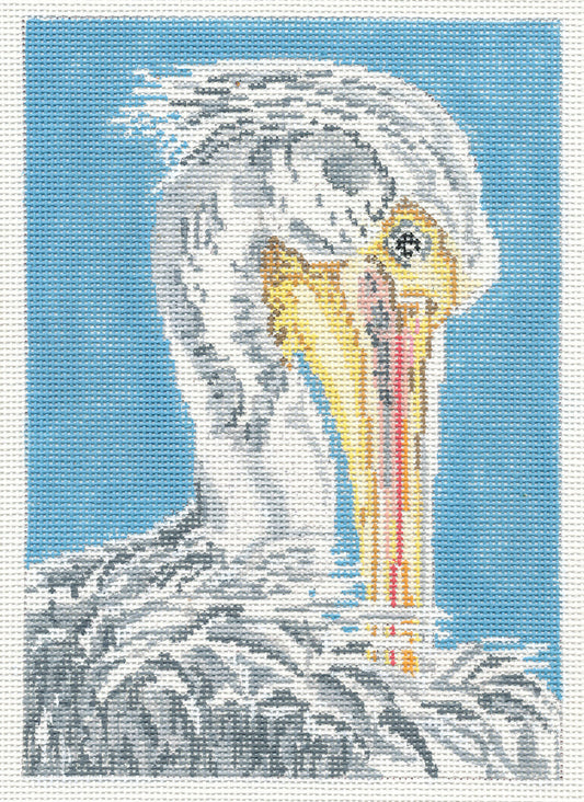Bird Canvas ~ Elegant White Ibis Bird handpainted 18 mesh Needlepoint  Canvas by Needle Crossings
