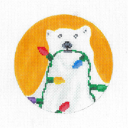 Mini-sock - Polar Bears Fishing hand-painted needlepoint stitching