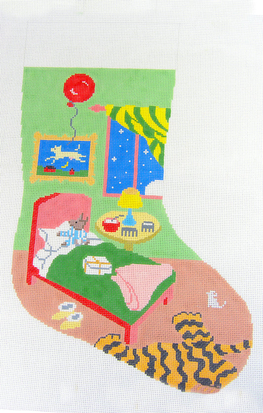 Stocking - Christmas in the Village hand-painted needlepoint