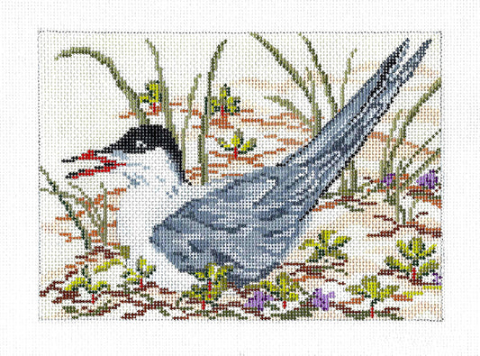 Bird Canvas ~ Elegant Ruby Throated Hummingbird Bird handpainted 18 mesh  Needlepoint Canvas by Needle Crossings