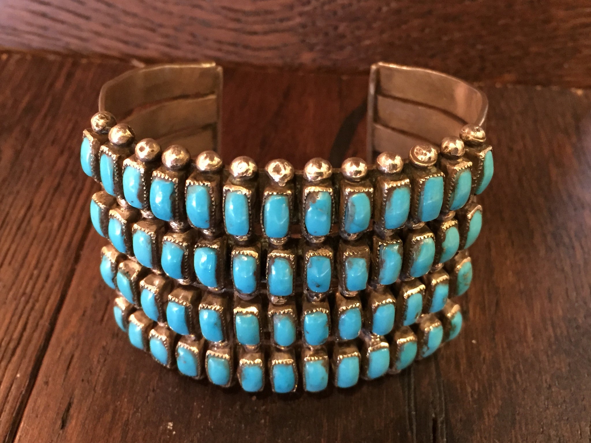 Zuni four row turquoise rectangles - Scottsdale Trading Post