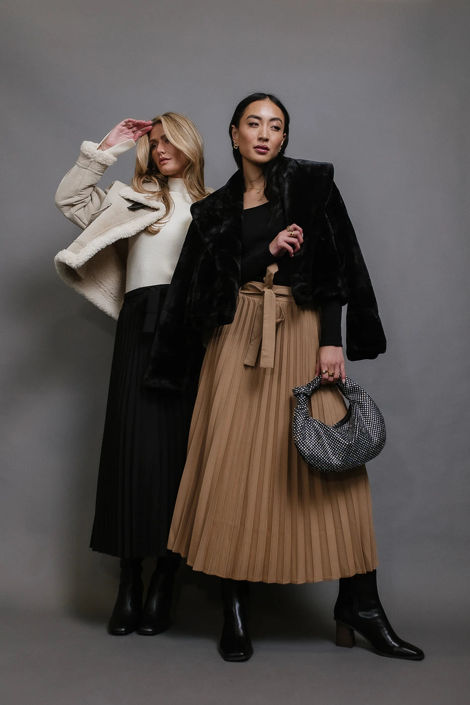 Image of Neve Pleated Skirt in Mocha