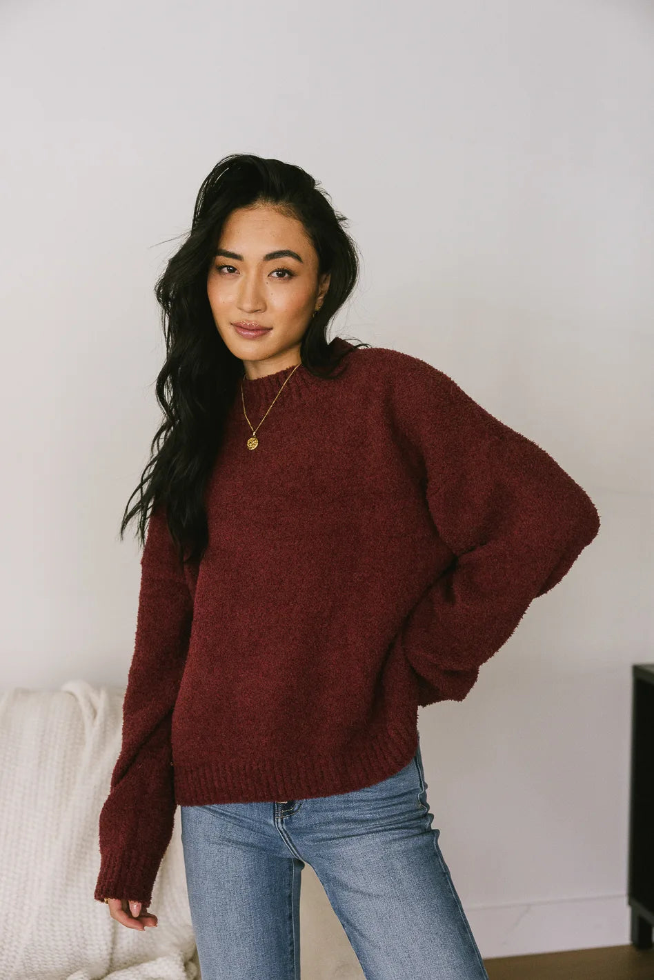 Image of Madilyn Cozy Sweater in Wine
