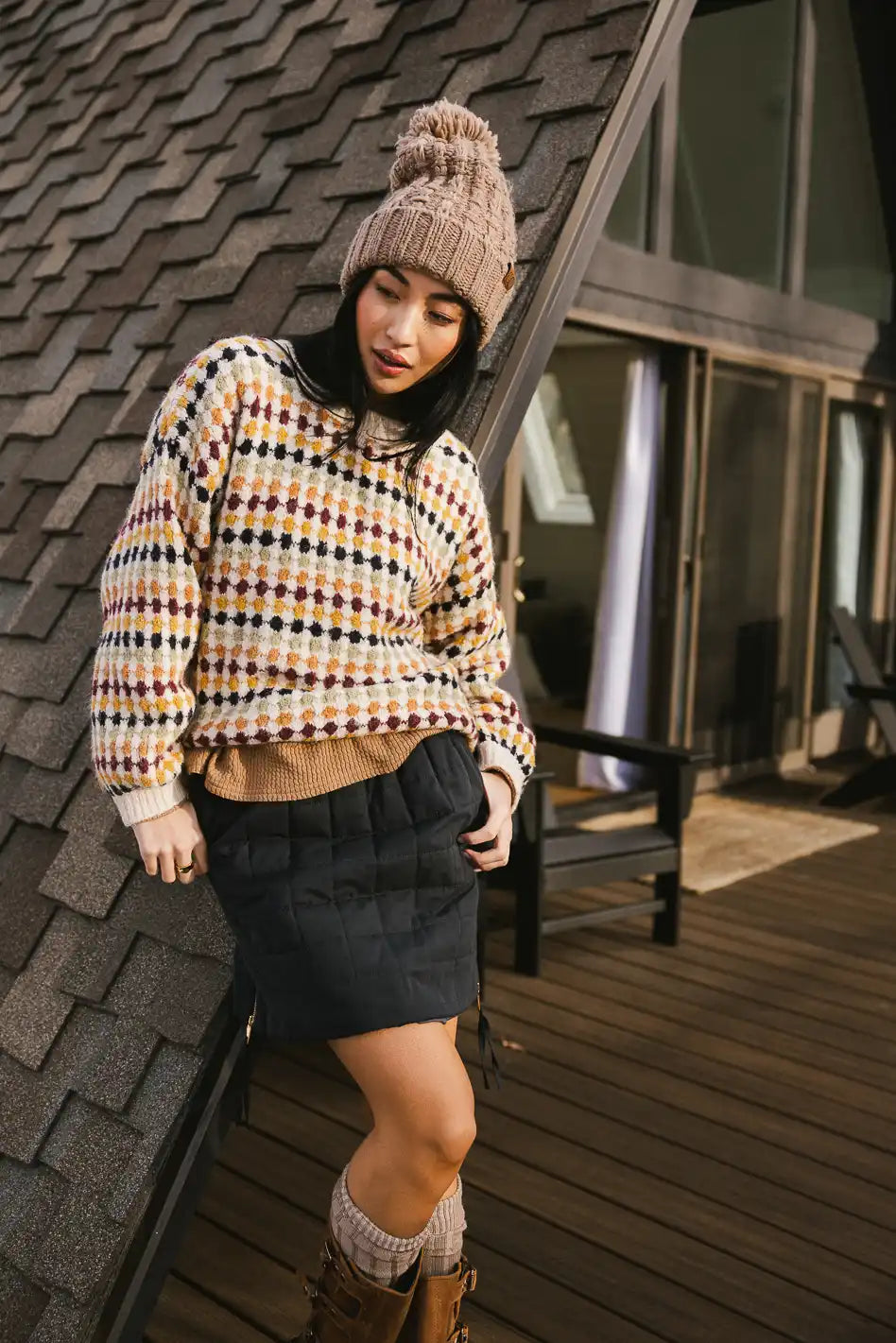 Image of Hexagon Knit Sweater in Cream