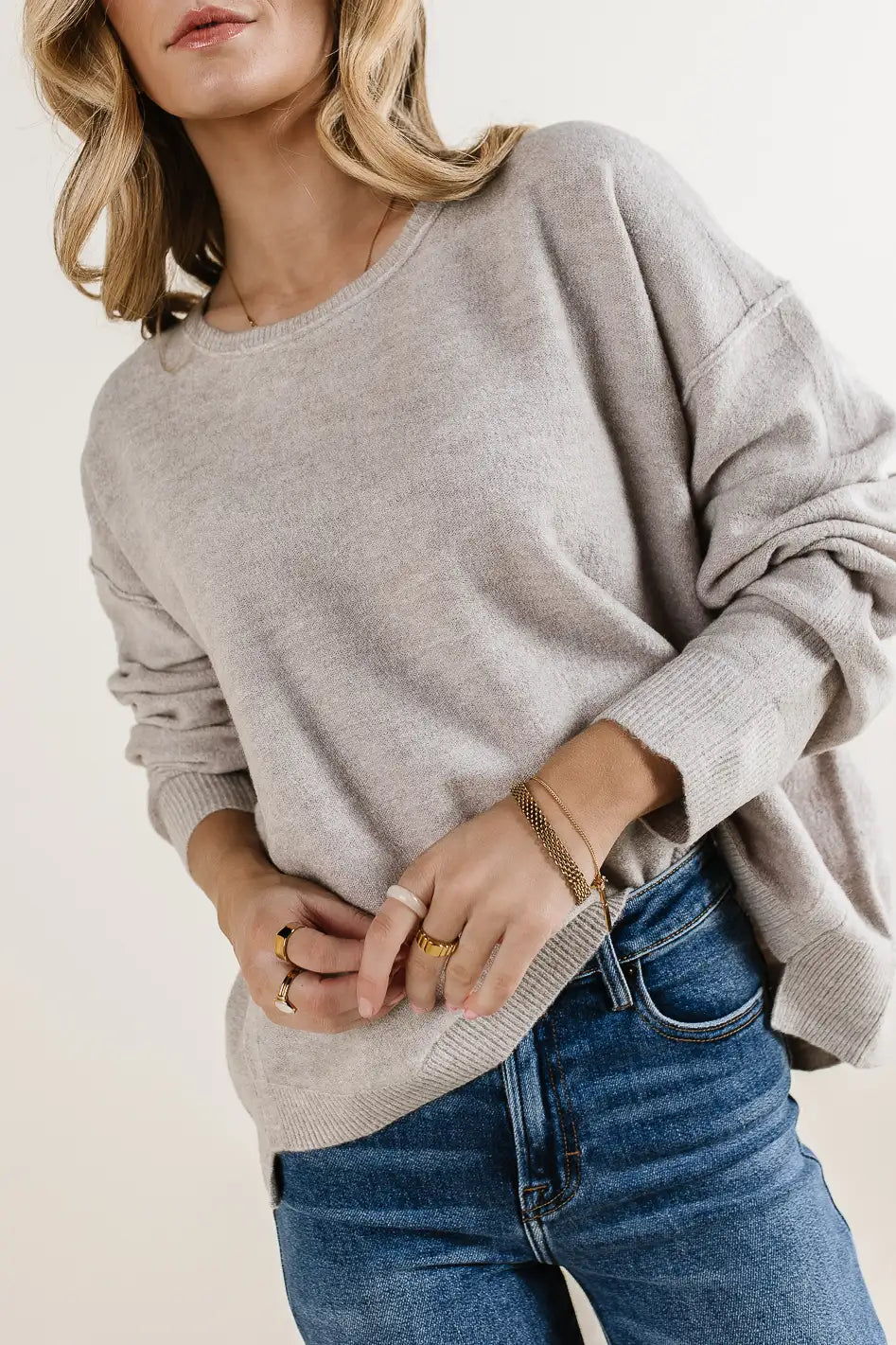 Image of Sofia Knit Sweater in Stone