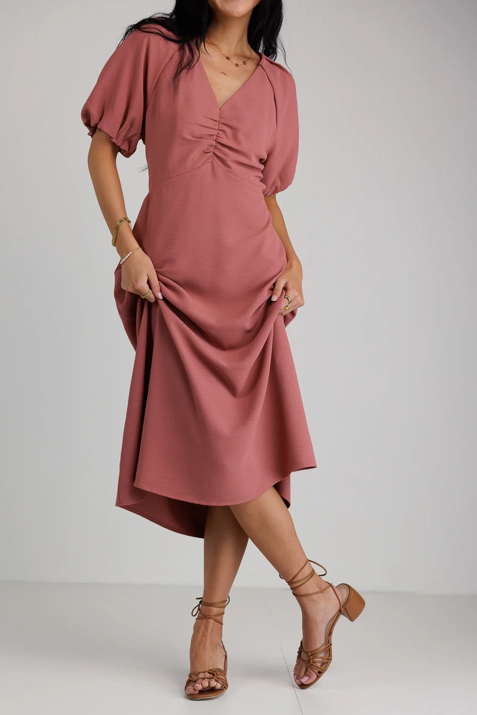 Image of Maeve Midi Dress in Mauve