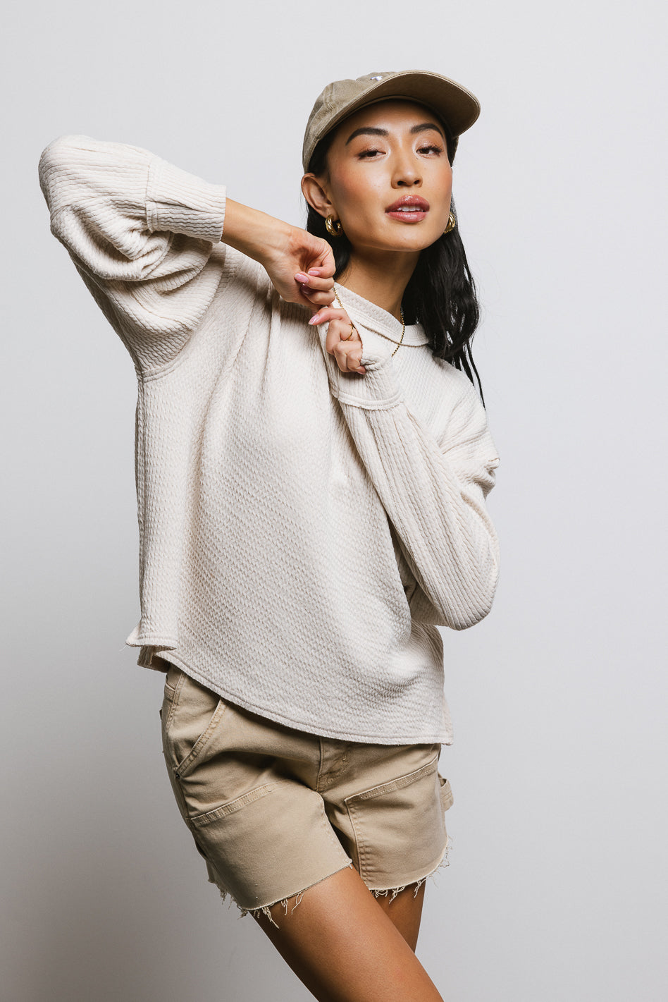 Image of Delaney Ribbed Knit Top in Cream