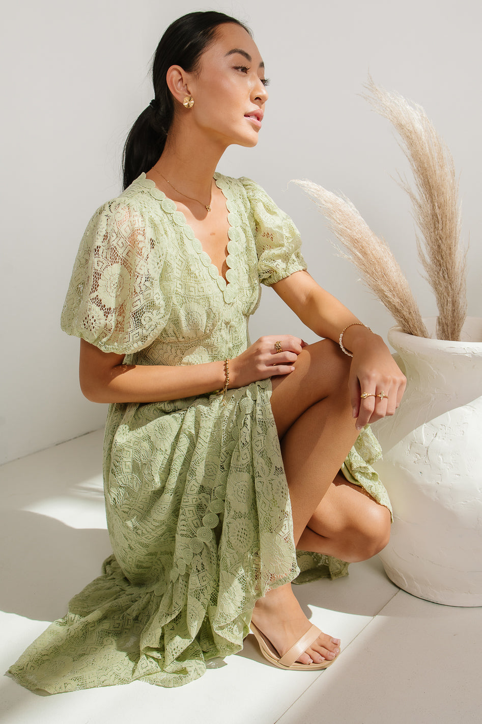 Image of Rowan Lace Dress in Sage